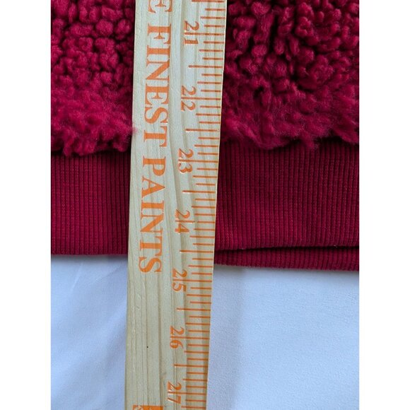 Poof New York Merry Christmas Sequin Snowman Face Sherpa Sweater Womens XL Red - Picture 5 of 7